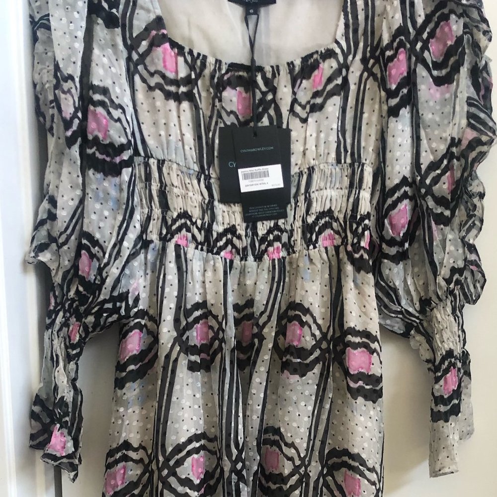 NWT - CYNTHIA ROWLEY JESSICA SMOCKED RUFFLE DRESS